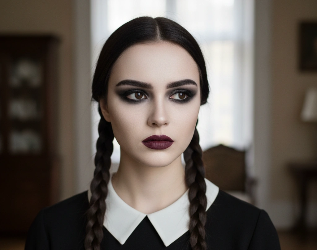 Makijaż Wednesday Addams