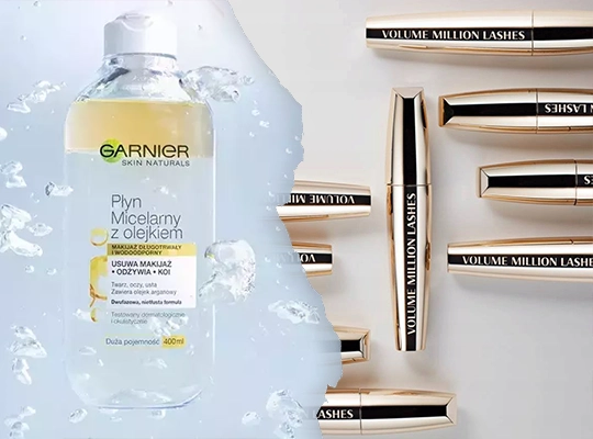 zestaw tusz do rzęs L’Oréal Volume Million Lashes i płyn micelarny z olejkiem Garnier