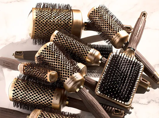 Olivia Garden Expert Blowout Shine WAVY BRISTLES GOLD&BROWN