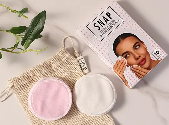 bawełniane bambusowe wielorazowe płatki kosmetyczne Sister Young SNAP Makeup removal pads