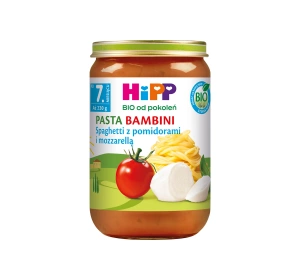 HIPP Bio obiadek w słoiczku Spaghetti z pomidorami i mozzarellą po 7 miesiącu 220 g