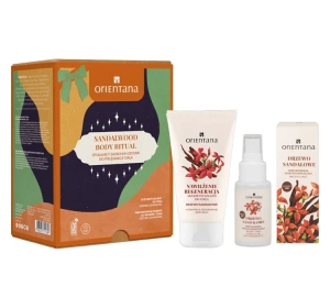 Orientana Sandalwood Body Ritual otulający zapachem zestaw do pielęgnacji ciała mgiełka do włosów i ciała 50 ml + balsam do ciała 125 ml