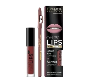 Eveline Oh My Lips pomadka w płynie i konturówka 16 Extraordinary Red