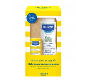 Mustela Wakacyjna Przygoda zestaw sztyft przeciwsłoneczny SPF50 + żel do mycia ciała i głowy