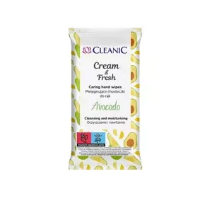 CLEANIC CLEAN & FRESH PIELĘGNUJĄCE CHUSTECZKI DO RĄK AVOCADO 15 SZTUK