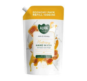 Aura Care kremowe mydło do rąk Moisturising Milk & Honey refill 1000 ml