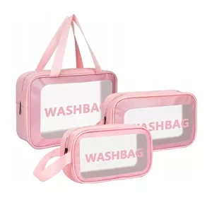 eCarla Washbag zestaw kosmetyczek Pudrowy Róż 3 sztuki