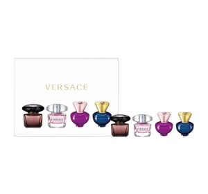 Versace woda toaletowa Crystal Noir 5 ml + Bright Crystal 5 ml + woda perfumowana Dylan Purple Pour Femme + Dylan Blue Pour Femme 5 ml