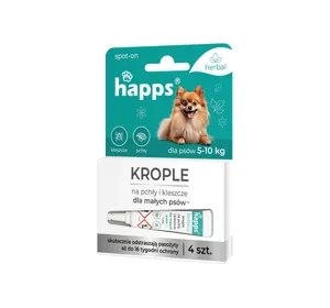 Happs krople na pchły i kleszcze dla małych psów 4 x 1 ml
