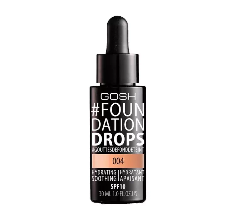 Gosh #Foundation Drops SPF10 wegański podkład do twarzy 004 Natural 30ml