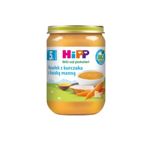 HIPP Bio obiadek w słoiczku Rosołek z kurczaka z kaszką manną po 5 miesiącu 180 g