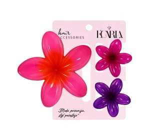 eCarla zestaw trzech spinek do włosów w kształcie kwiatów Różowo - Fioletowy SP430