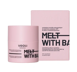 Veoli Botanica Melt With Balance emulgujące masełko seboregulujące do zmywania makijażu i SPF do skóry z niedoskonałościami 40 g
