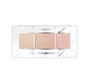 Claresa Too Glam To Give a Damn paleta rozświetlaczy 12 Golden Glow 12,5 g