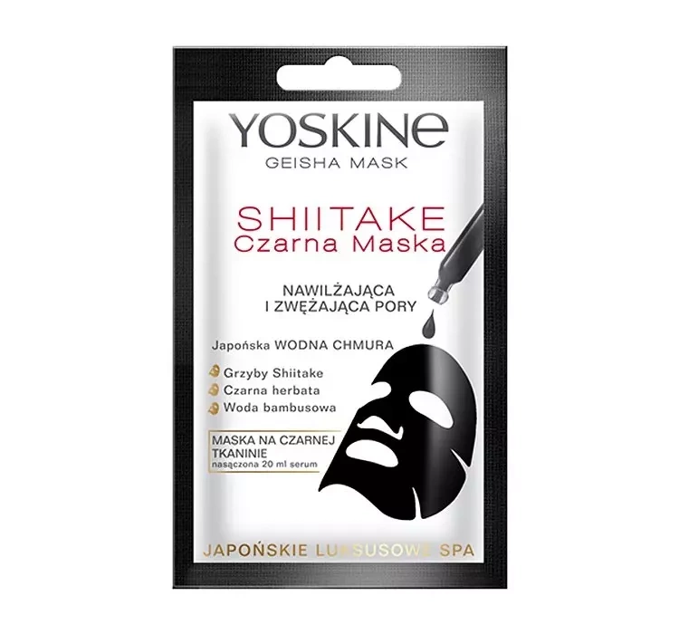 Yoskine Geisha Mask Shiitake czarna maska nawilżająca 20ml