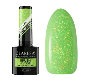 Claresa Brush Easy Gel budujący żel do paznokci w butelce Glitter Pistachio 5 g