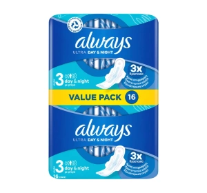 Always 3 Ultra Day&Night podpaski higieniczne ze skrzydełkami 16 sztuk