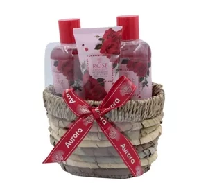 Aurora Rose Bouquet zestaw prezentowy żel pod prysznic 180 ml + balsam do ciała 180 ml + krem do rąk 60 ml