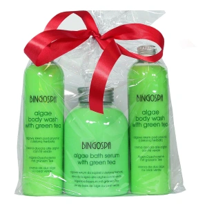 BINGOSPA Algi Zielona Herbata prezentowy zestaw do kąpieli serum do kąpieli 500 ml + 2 x krem pod prysznic 300 ml