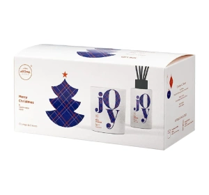 Aroma Home Christmas Joy Box zestaw prezentowy świeca zapachowa 130 g + patyczki zapachowe 100 ml Orange & Cloves