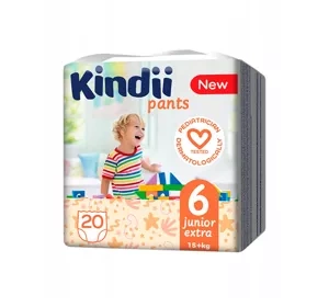 Cleanic Kindii Pants pieluchomajtki dla dzieci rozmiar 6 Junior Extra 15+kg 20 sztuk