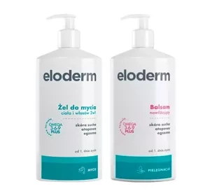 Eloderm zestaw do pielęgnacji skóry żel do mycia ciała i włosów 2w1 400 ml + balsam nawilżający 400 ml