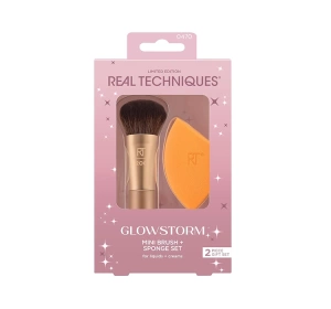 Real Techniques Glowstorm zestaw do makijażu mini pędzel + gąbeczka