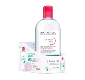 Bioderma Sensibio H2O zestaw płyn micelarny do skóry wrażliwej 500 ml + wielorazowe płatki kosmetyczne