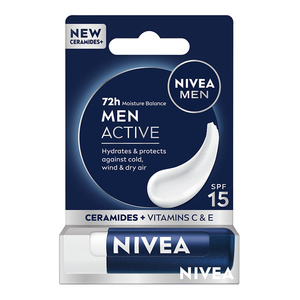 NIVEA MEN Active bezbarwny ochronny balsam do ust z ceramidami w sztyfcie SPF15 4,8 g