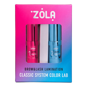 ZOLA Brow&Lash Lamination Classic System Color Lab zestaw do laminacji brwi i rzęs 1 Lifting Pink Gel 10 ml + 2 Volume Blue Fixer 10 ml