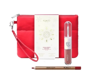 KIKO Milano Snow-Kissed Holiday My Perfect Combo zestaw prezentowy do makijażu ust 01 pomadka Unlimited Double Touch 131 6 ml + konturówka Creamy Colour 12 1,2 g + kosmetyczka