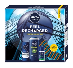 NIVEA MEN Feel Recharged Performance Set męski zestaw kosmetyków ze skarpetami