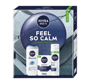 NIVEA MEN Feel So Calm Comforting Trio zestaw kosmetyków dla mężczyzn żel pod prysznic + pianka do golenia + balsam po goleniu