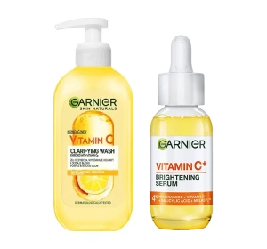 Garnier Vitamin C zestaw żel oczyszczający + serum na przebarwienia