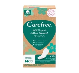 Carefree 100% Organic Cotton Normal wkładki higieniczne bezzapachowe 30 sztuk