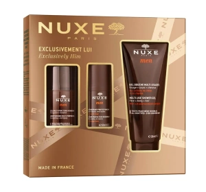 Nuxe Men Exclusively Him zestaw prezentowy dla mężczyzn żel nawilżający do twarzy 50 ml + żel pod prysznic 200 ml + dezodorant 50 ml