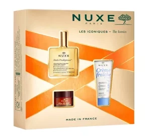 Nuxe The Iconics zestaw prezentowy olejek 50 ml + balsam do ust 15 ml + krem do twarzy 30 ml