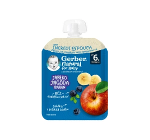 Gerber Natural mus w tubce po 6 miesiącu Jabłko Jagoda Banan 80 g