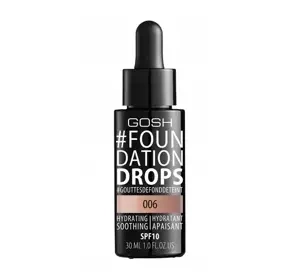 Gosh Foundation Drops wegański podkład do twarzy SPF10 006 Tawny 30 ml