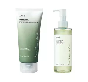 Anua Heartleaf zestaw kosmetyków pianka do mycia twarzy 150 ml + olejek do oczyszczania twarzy 200 ml