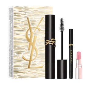Yves Saint Laurent tusz do rzęs Lash Clash Extreme Volume Black 9 ml + mini kredka do oczu Lines Liberated Black 0,8 g + balsam do ust Loveshine Candy Glow 1B Pink Sunrise 1,3 g