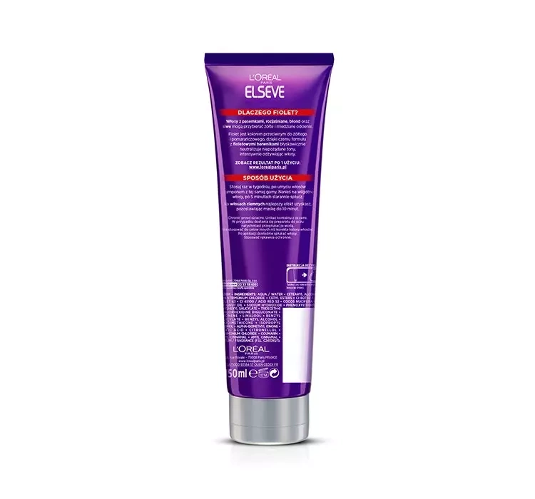 LOREAL ELSEVE COLOR VIVE MASKA DO WŁOSÓW PRZECIW ŻÓŁTYM I MIEDZIANYM ODCIENIOM 150ML