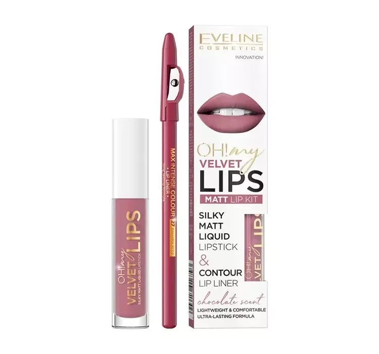 EVELINE OH! MY VELVET LIPS KIT ZESTAW DO MAKIJAŻU UST 13 BROWNIE BISCOTTI