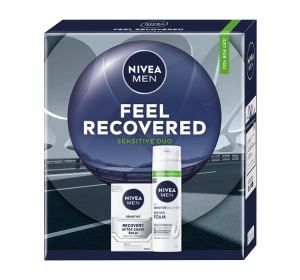 NIVEA MEN Feel Recovered Sensitive Duo świąteczny zestaw kosmetyków dla mężczyzn pianka do golenia + balsam po goleniu
