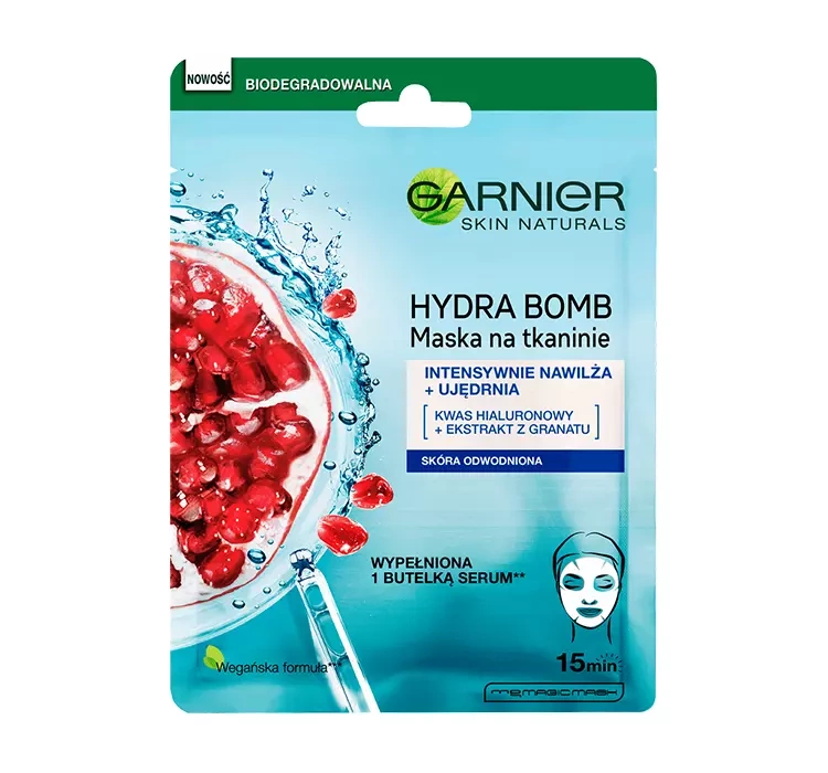 Garnier Aqua Bomb maska w płacie kompres wygładza