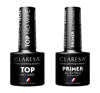 Claresa zestaw do manicure hybrydowego top hybrydowy Top No Wipe + primer bezkwasowy 2 x 5 g