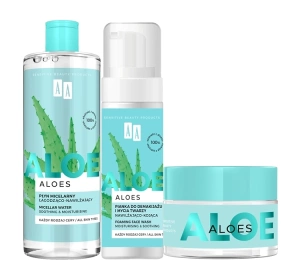 AA Aloes zestaw nawilżająco-kojący płyn micelarny 400ml + pianka 150ml + sorbet 50ml