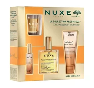 Nuxe The Prodigieux Collection zestaw prezentowy olejek 100 ml + olejek pod prysznic 100 ml + perfumy 15 ml + świeca 70 g