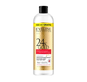 Eveline Cosmetics 24K Gold Odmładzające Neuropeptydy luksusowy przeciwzmarszczkowy płyn micelarny 8w1 do twarzy, oczu i ust do cery dojrzałej, suchej i wrażliwej 500 ml