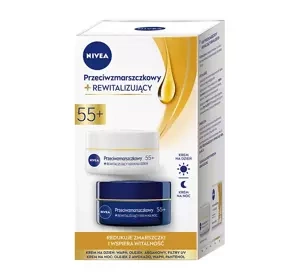 NIVEA Przeciwzmarszczkowy + Rewitalizujący 2 pack krem do twarzy na dzień SPF15 55+ 50 ml + krem do twarzy na noc 50 ml